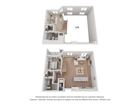 Floor plan for 2 beds, 2 baths, 1295 sqft